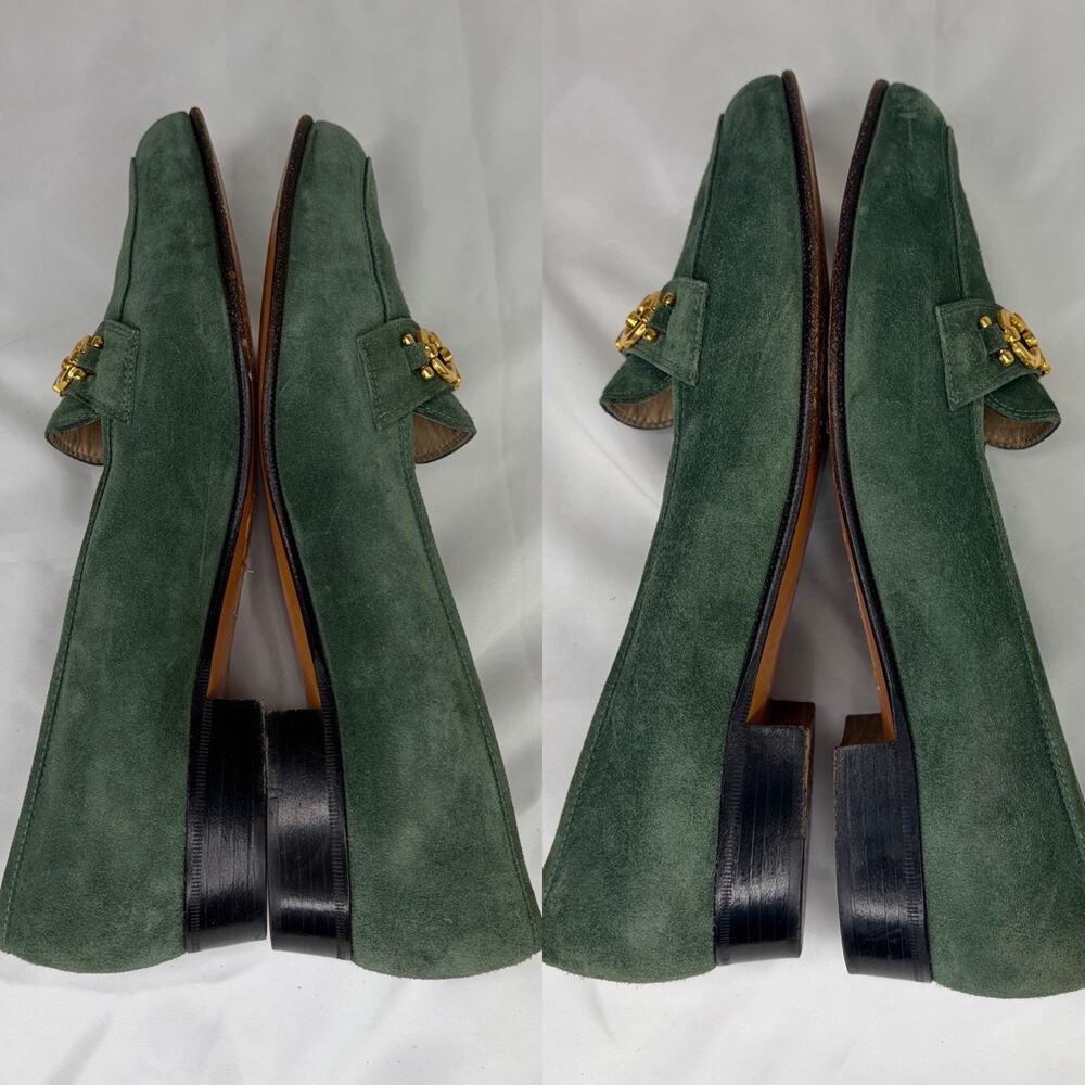 Salvatore Ferragamo Penny Loafers Women’s Green Suede Size 8B Made in Italy - Picture 8 of 9